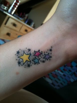 Color Star Tats On Wrist